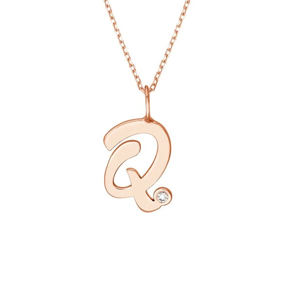 Script 'Q' with Diamond Bezel Necklace