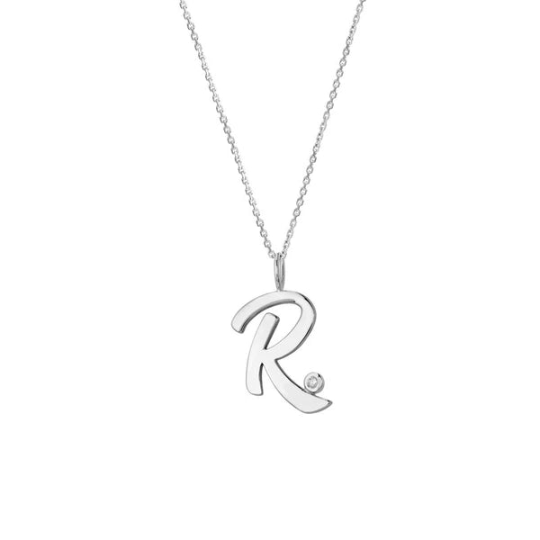 Script 'R' with Diamond Bezel Necklace