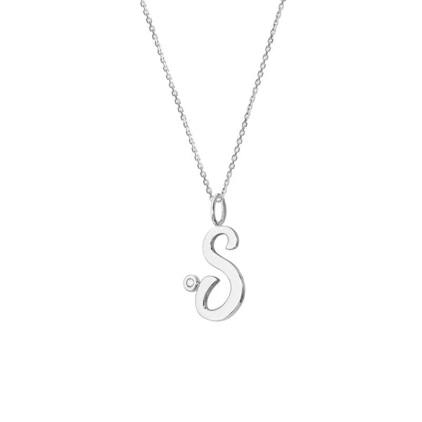 Script 'S' with Diamond Bezel Necklace