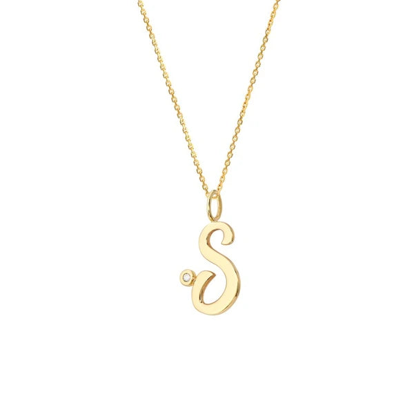 Script 'S' with Diamond Bezel Necklace
