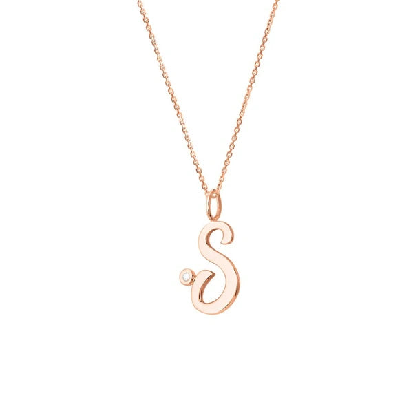 Script 'S' with Diamond Bezel Necklace