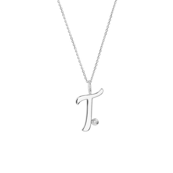 Script 'T' with Diamond Bezel Necklace