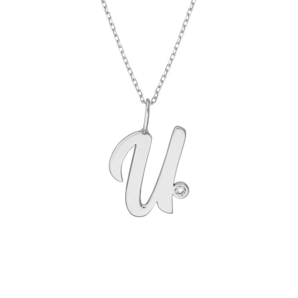 Script 'U' with Diamond Bezel Necklace