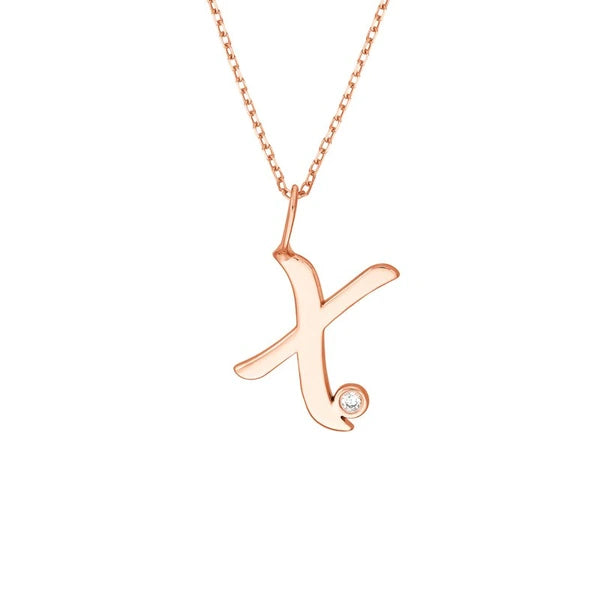 Script 'X' with Diamond Bezel Necklace