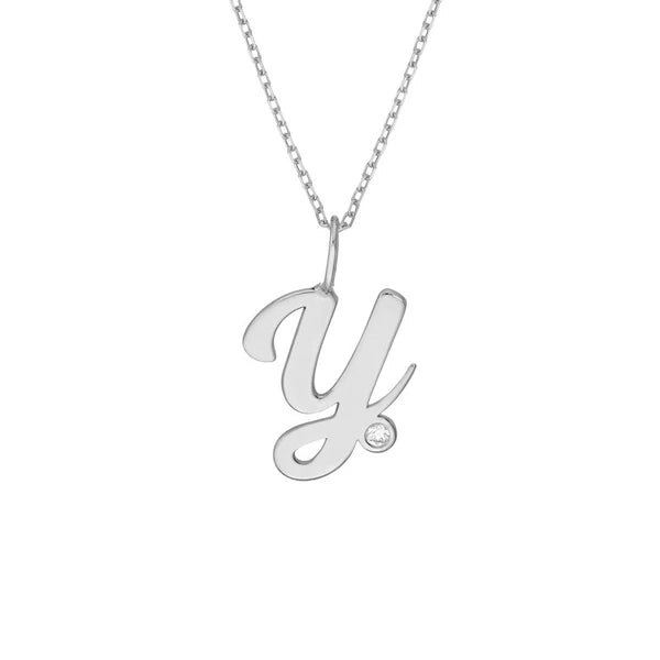 Script 'Y' with Diamond Bezel Necklace