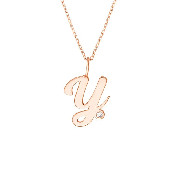 Script 'Y' with Diamond Bezel Necklace
