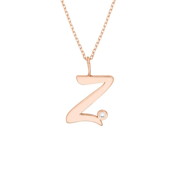 Script 'Z' with Diamond Bezel Necklace