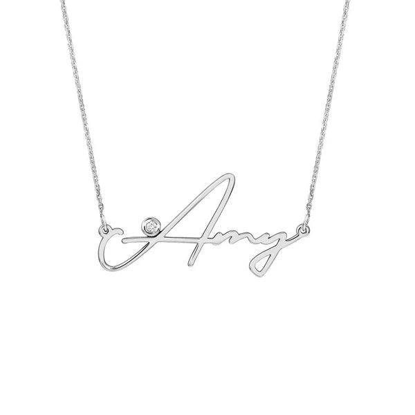 SigN/Ature Diamond Bezel N/Ameplate Necklace