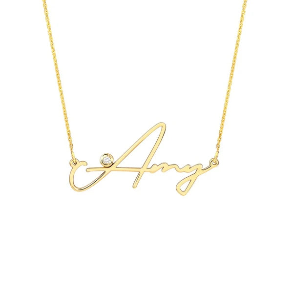 SigN/Ature Diamond Bezel N/Ameplate Necklace