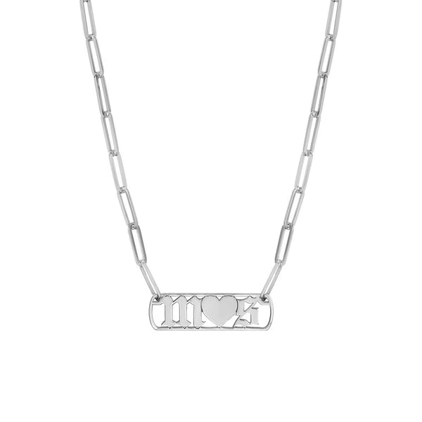 Gothic Initials with Heart Paper Clip Necklace