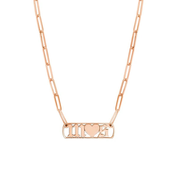 Gothic Initials with Heart Paper Clip Necklace