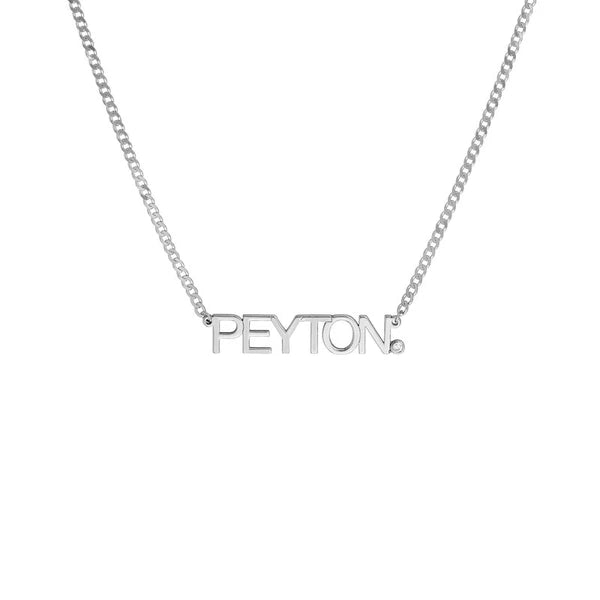 Block N/Ameplate Curb Chain Necklace w/Diamond