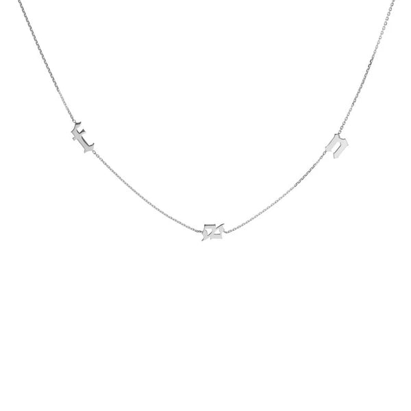 Gothic Initials Station Necklace