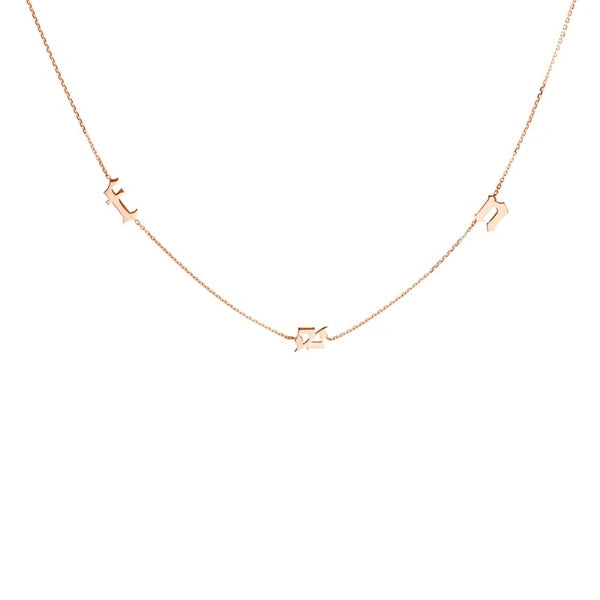 Gothic Initials Station Necklace