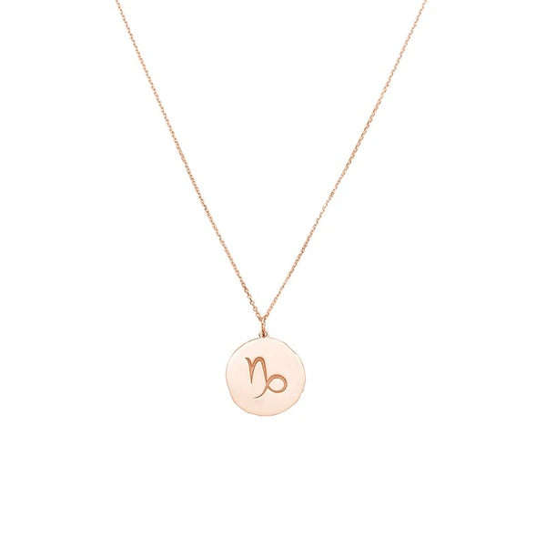 Capricorn Organic Disc Pendant Necklace