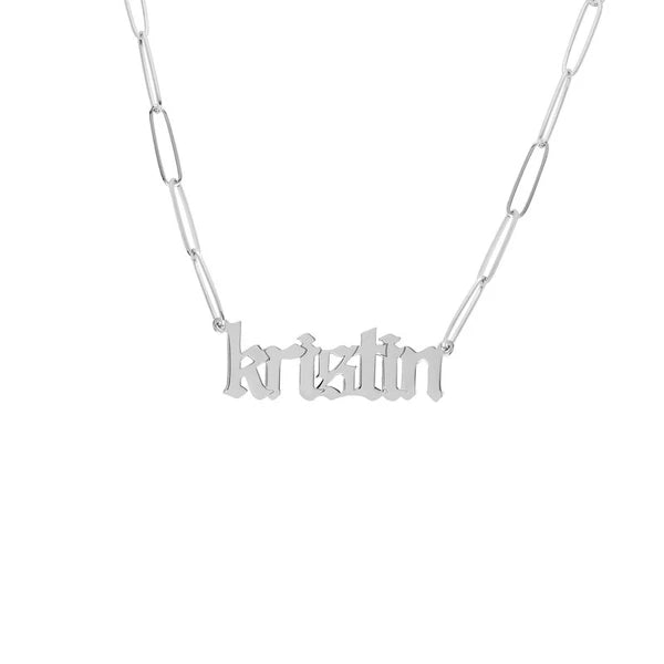 Gothic N/Ameplate Paper Clip Necklace
