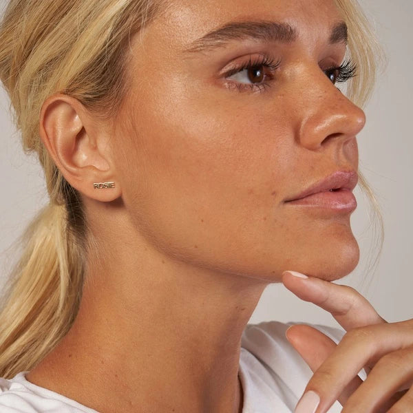 Block N/Ameplate Stud Earrings