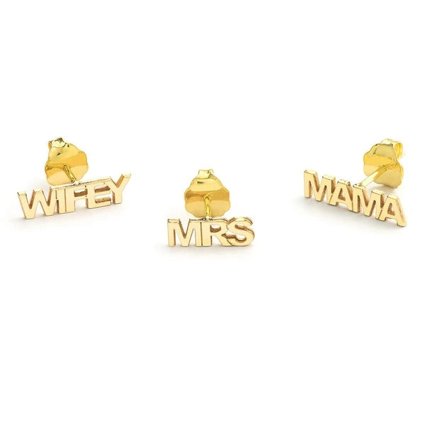 Block N/Ameplate Stud Earrings