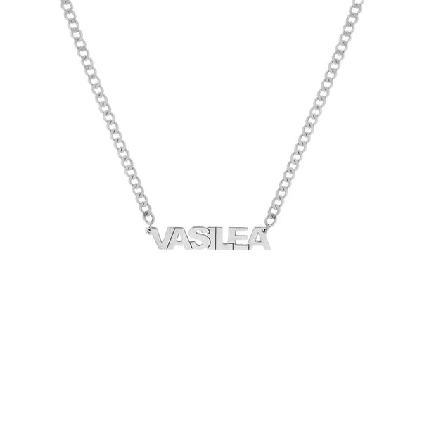 Block N/Ameplate Curb Chain Necklace