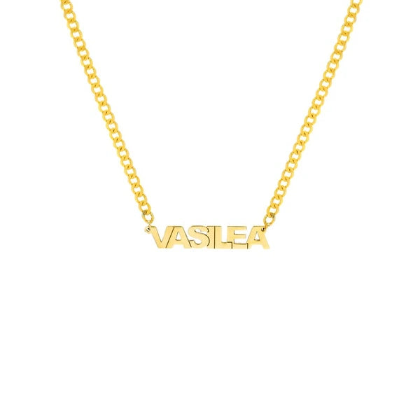 Block N/Ameplate Curb Chain Necklace