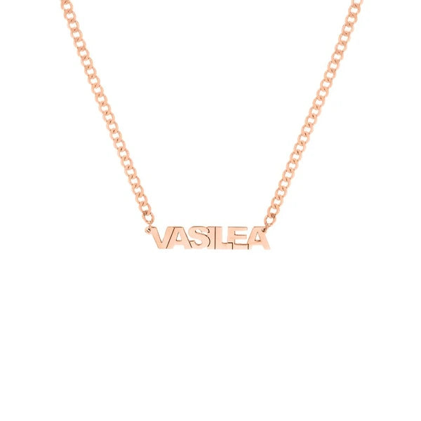 Block N/Ameplate Curb Chain Necklace