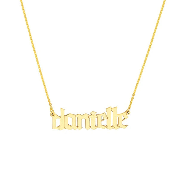 7mm Gothic N/Ameplate Necklace