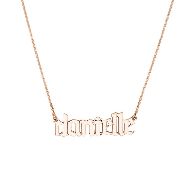 7mm Gothic N/Ameplate Necklace