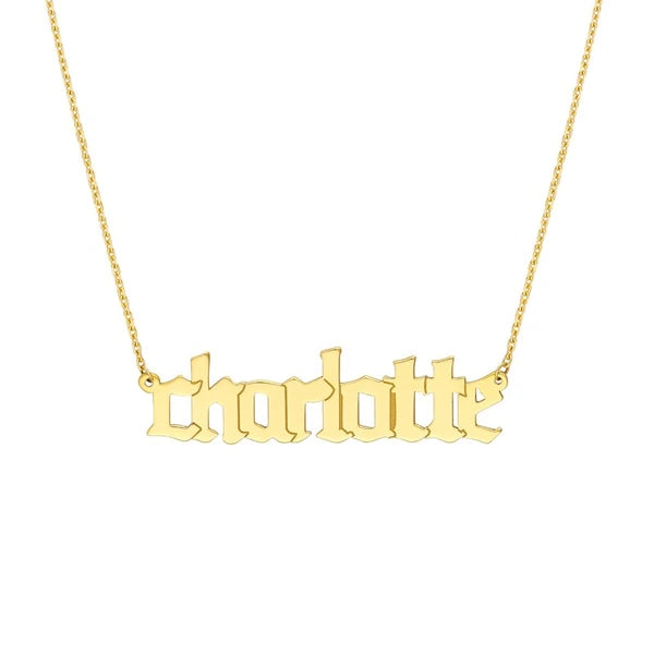 5mm Gothic N/Ameplate Necklace
