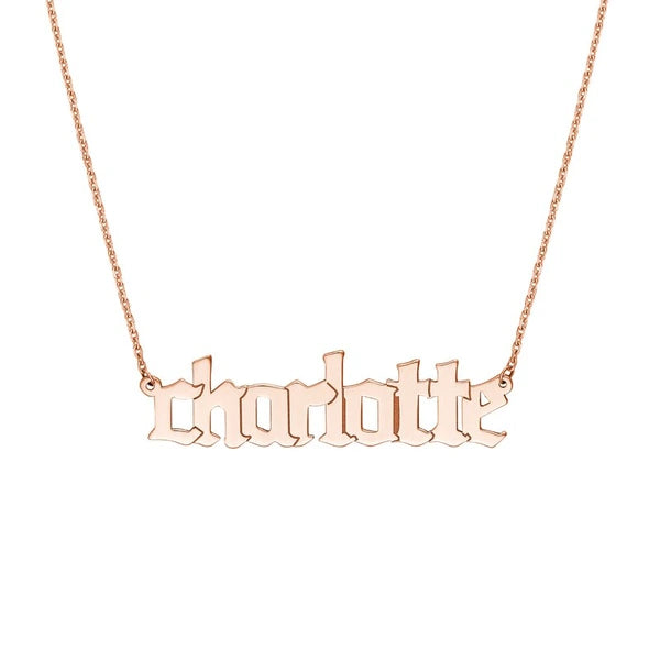 5mm Gothic N/Ameplate Necklace
