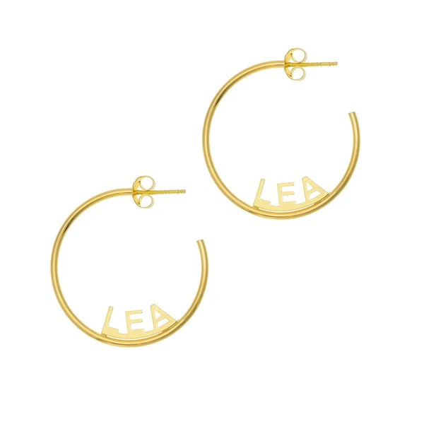 Revolve Block N/Ameplate Hoop Earrings