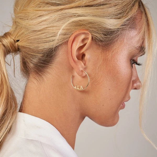 Revolve Block N/Ameplate Hoop Earrings