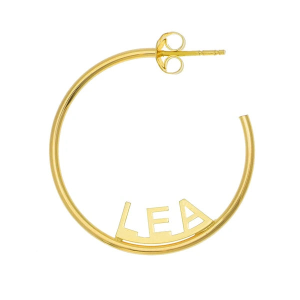 Revolve Block N/Ameplate Hoop Earrings