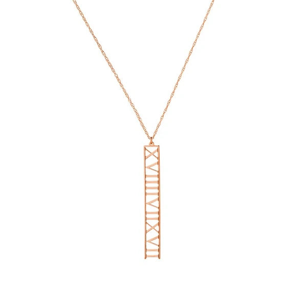 7mm Vertical Roman Numeral Pendant Necklace