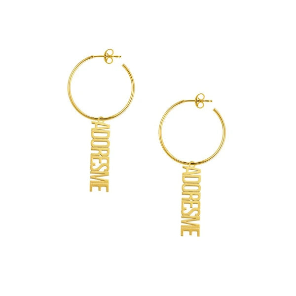 PersoN/Alization Vertical N/Ameplate Hoop Earrings