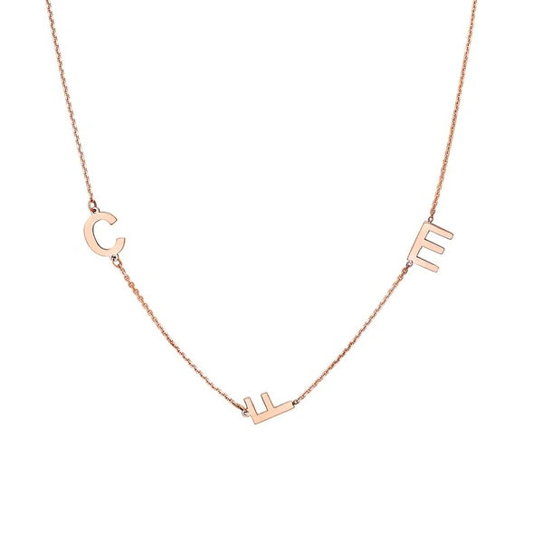 Block Initials Station Necklace