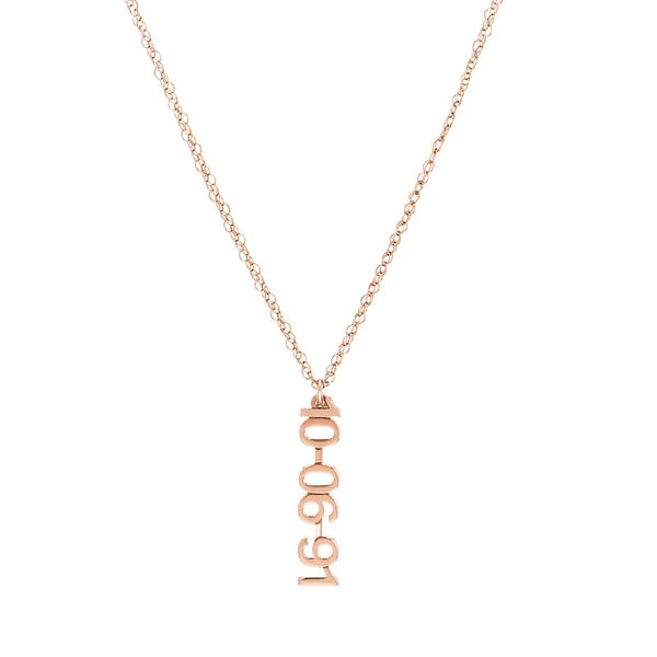 7mm Vertical Block Numeral Necklace