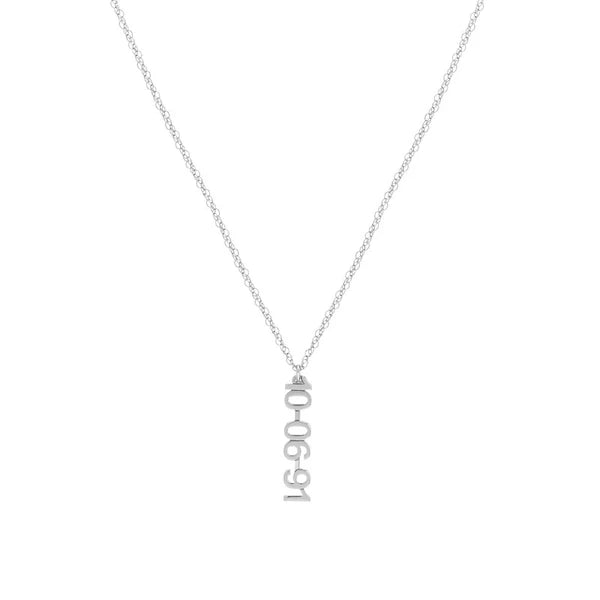 5mm Vertical Block Numeral Necklace