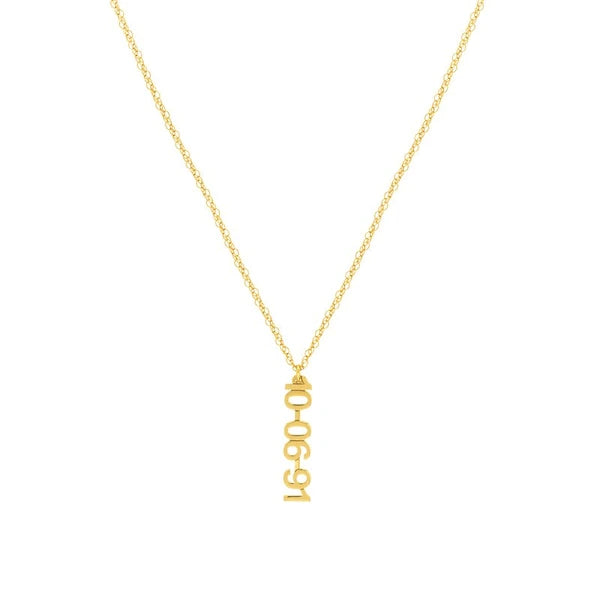 5mm Vertical Block Numeral Necklace