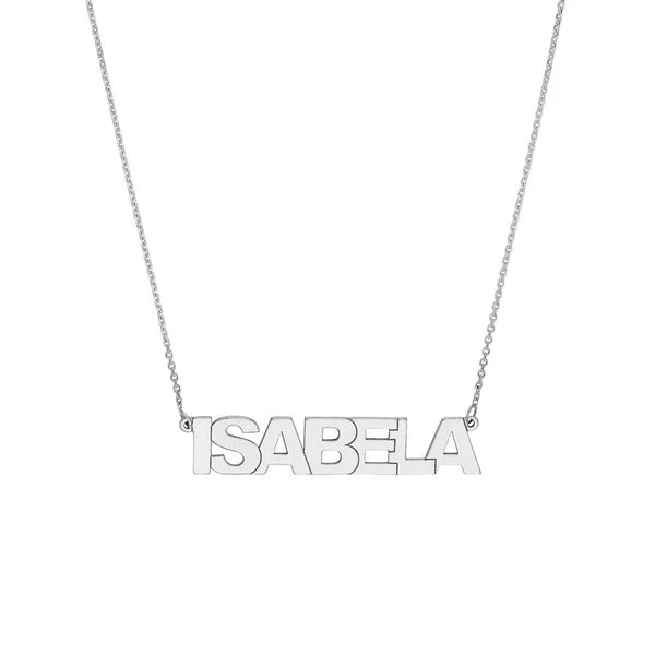 7mm Block Font N/Ameplate Necklace