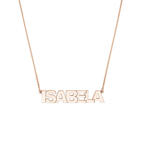 7mm Block Font N/Ameplate Necklace