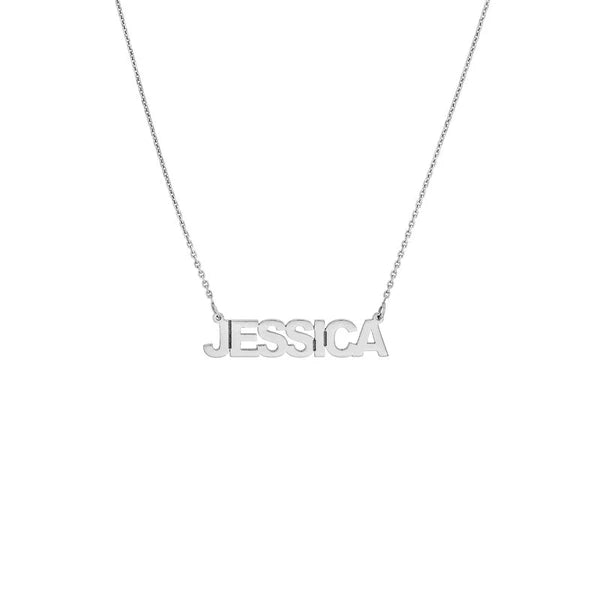 5mm Block Font N/Ameplate Necklace