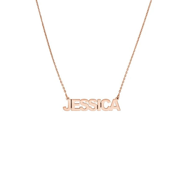 5mm Block Font N/Ameplate Necklace