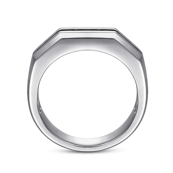 925 Sterling Silver and Black Spinel Men's Band