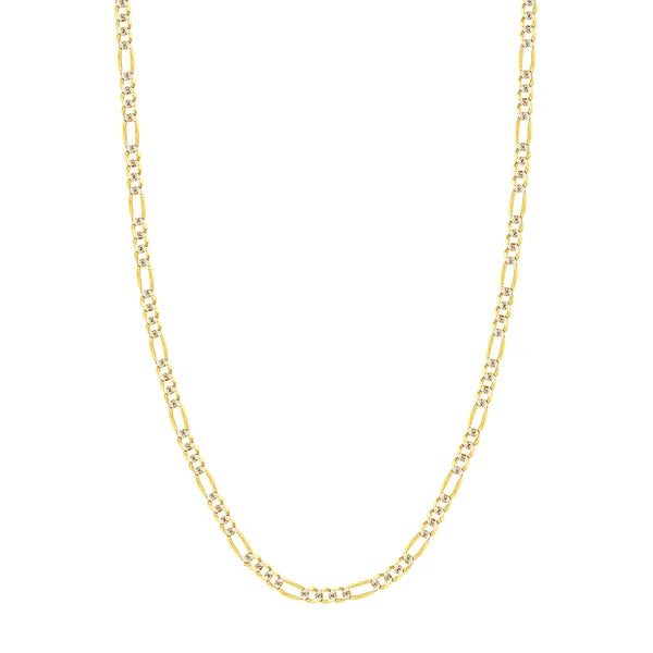 4.75mm Two-Tone Pavé Figaro Chain with Lobster Lock