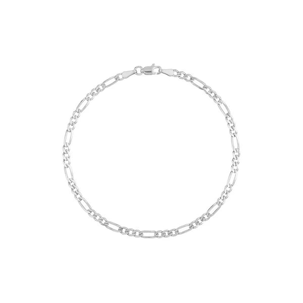 Sterling Silver 3.2mm Concave Figaro Chain with Lobster Lock
