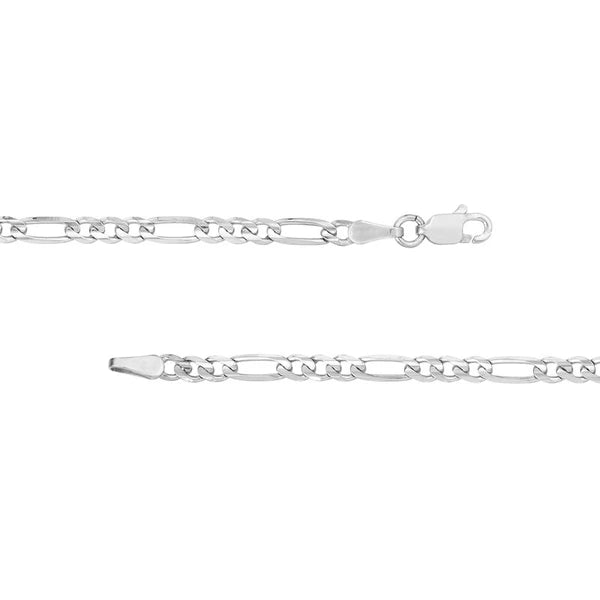 Sterling Silver 3.2mm Concave Figaro Chain with Lobster Lock