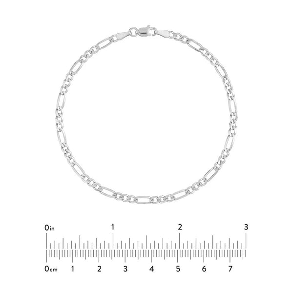 Sterling Silver 3.2mm Concave Figaro Chain with Lobster Lock