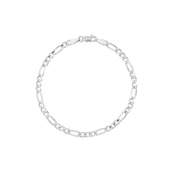 Sterling Silver 3.9mm Concave Figaro Chain with Lobster Lock