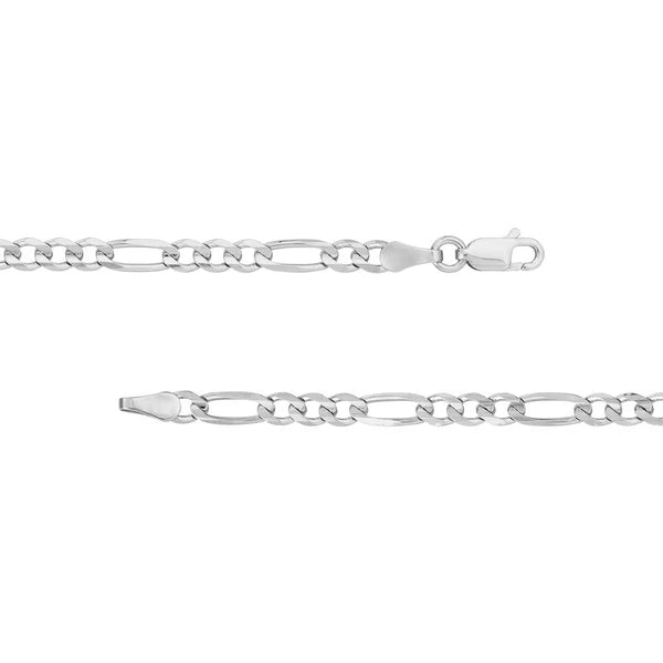 Sterling Silver 3.9mm Concave Figaro Chain with Lobster Lock