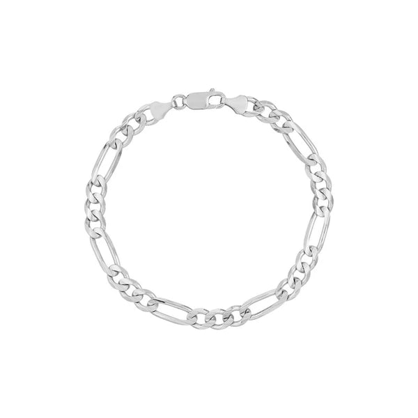 Sterling Silver 6.75mm Concave Figaro Chain with Lobster